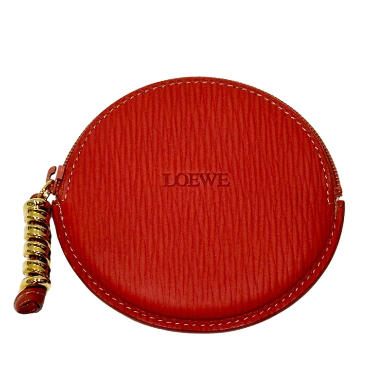 LOEWE Wallet/Coin Case Velazquez Logo Round Vintage Women's Orange x Red 20480510