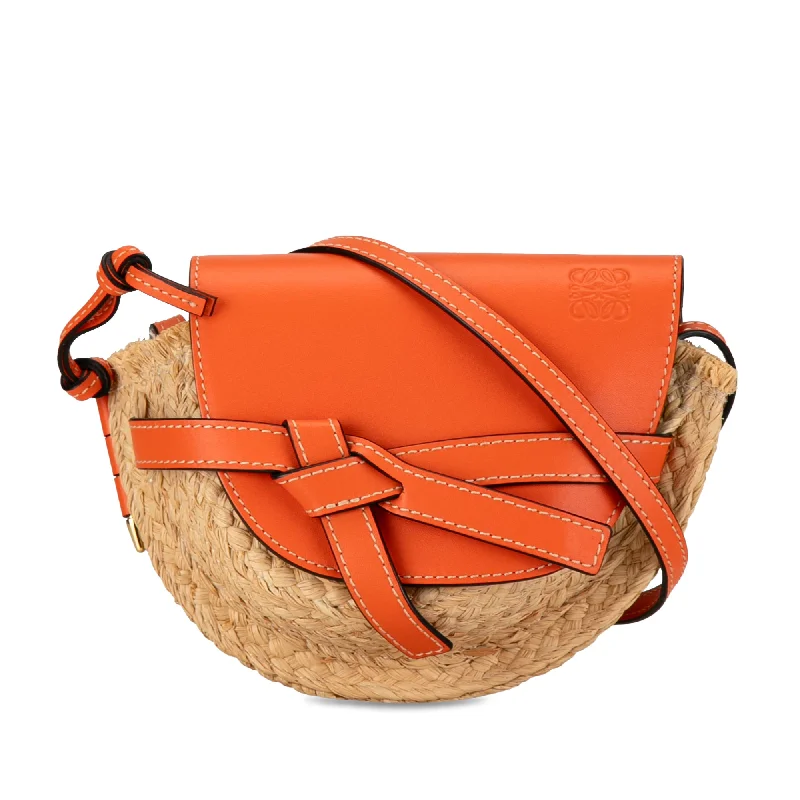 Orange LOEWE Mini Raffia Gate Crossbody Bag